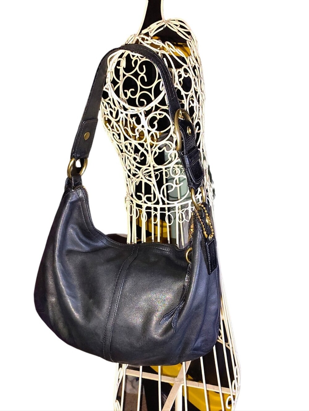Coach G0863-F11839 Slouchy Hobo Black Leather Shoulder Bag   53